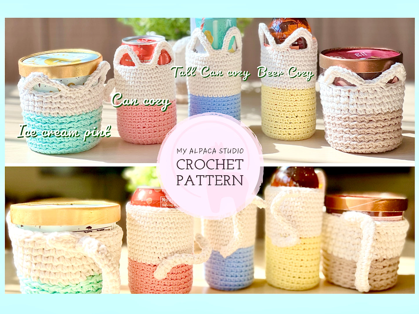 Minimalist Cat Summer Cozies Crochet Pattern - Instant Download PDF