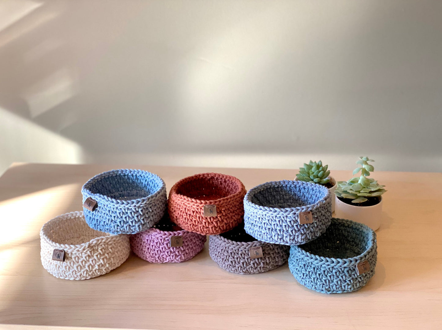 Minimalist Round Basket (5") - Hand-crocheted