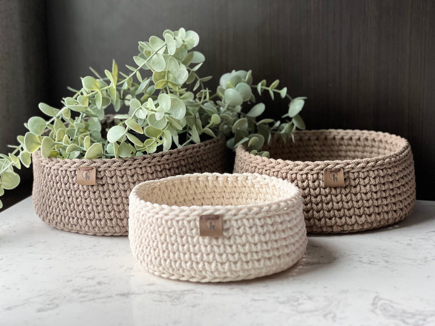 Round Nesting Basket in 3 sizes Crochet Pattern - Instant Download PDF