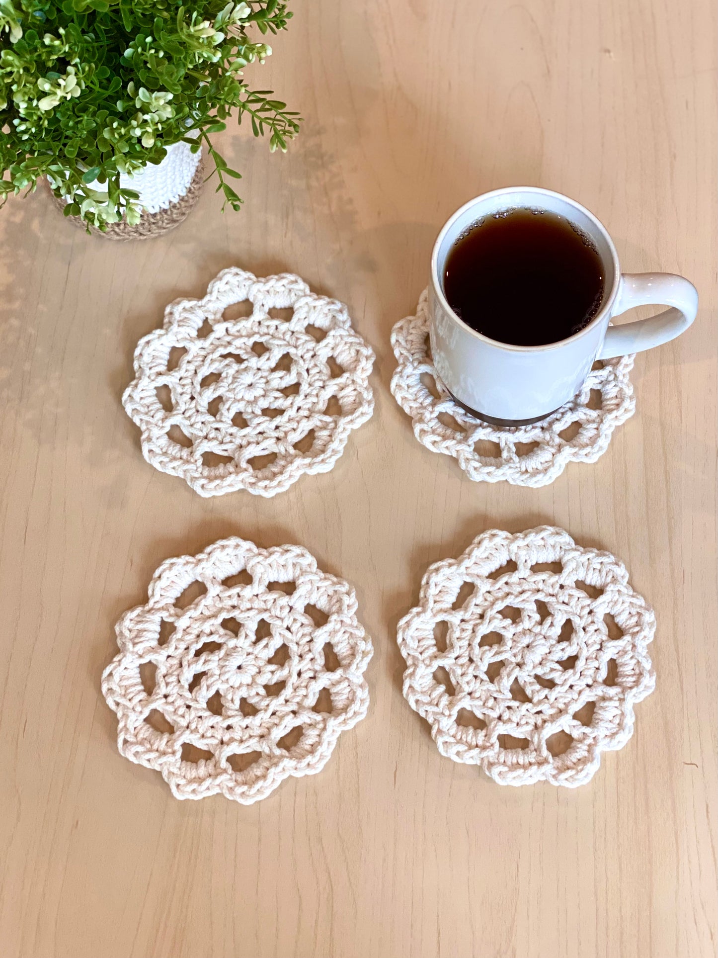 Hana Coaster and Holder Crochet Pattern - Instant Download PDF