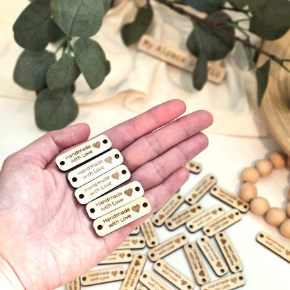 Rectangular Wooden “Handmade with Love” Tags