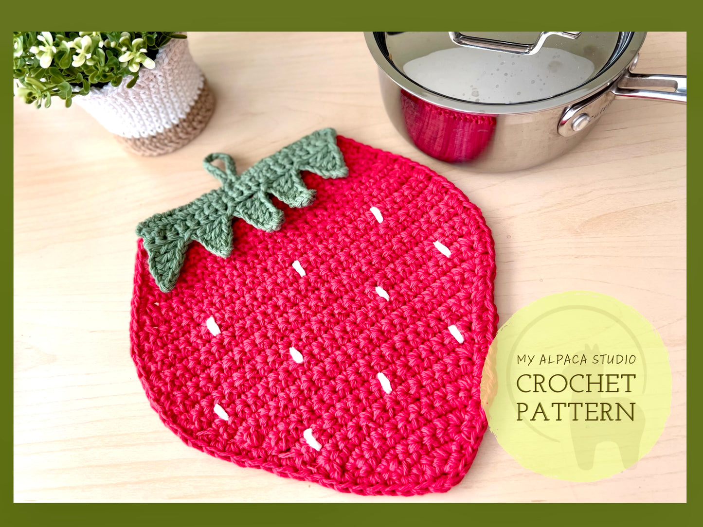 Strawberry Pot Holder Crochet Pattern - Instant Download PDF