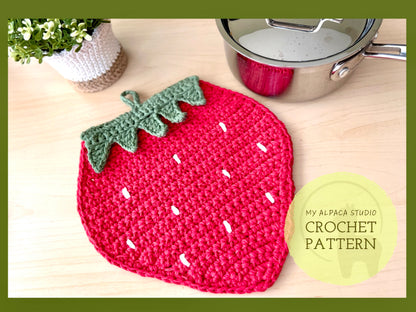 Strawberry Pot Holder Crochet Pattern - Instant Download PDF