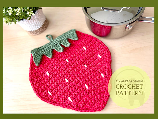 Strawberry Pot Holder Crochet Pattern - Instant Download PDF