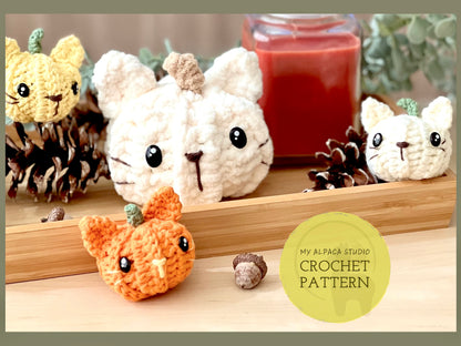 Pumpkin Cat in 2 sizes Crochet Pattern - Instant Download PDF