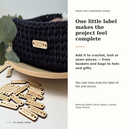 Rectangular Wooden “Handmade with Love” Tags