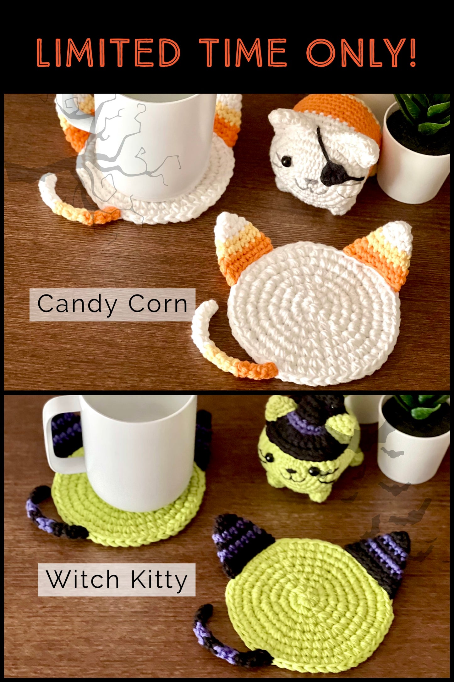 Minimalist Two-Tone Cat Coasters - Set of 2