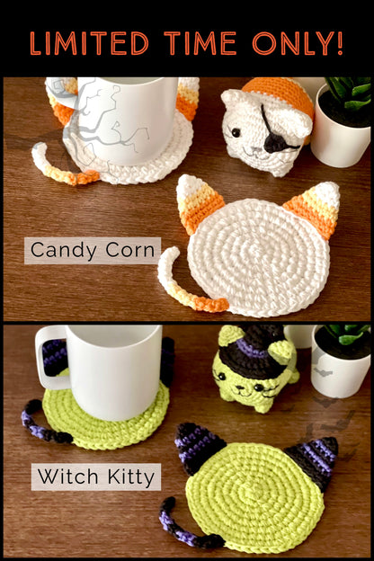 Minimalist Two-Tone Cat Coasters - Set of 2