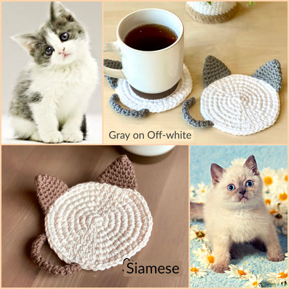 Minimalist Two-Tone Cat Coasters - Set of 2