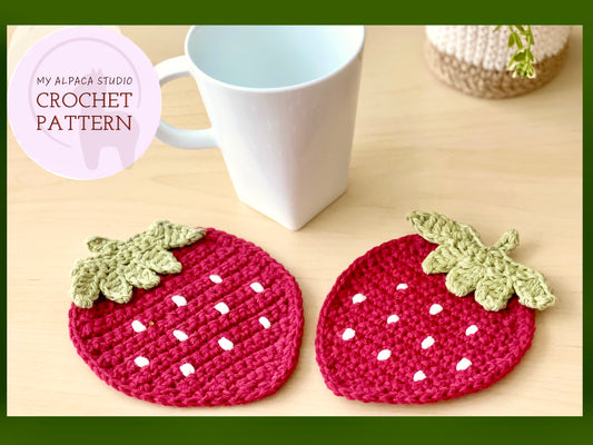 Strawberry Coaster Crochet Pattern - Instant Download PDF