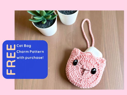 Cat Foldable Market Bag Crochet Pattern - Instant Download PDF