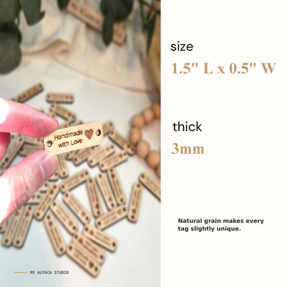 Rectangular Wooden “Handmade with Love” Tags