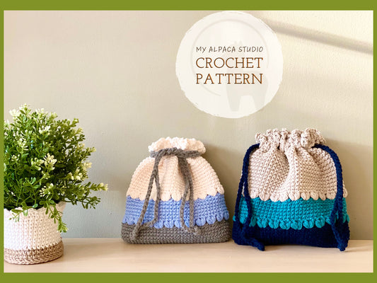 Minimalist Drawstring Pouch Crochet Pattern - Instant Download PDF