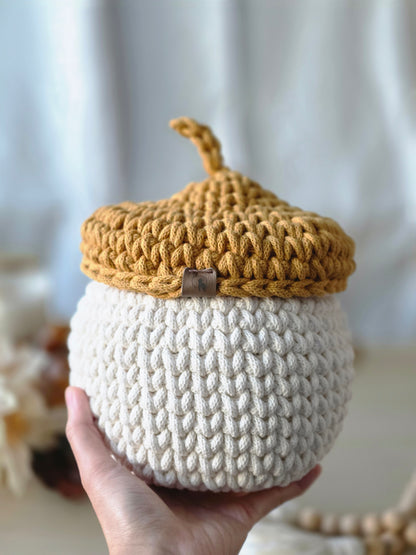 Acorn Basket Crochet Pattern - Instant Download PDF