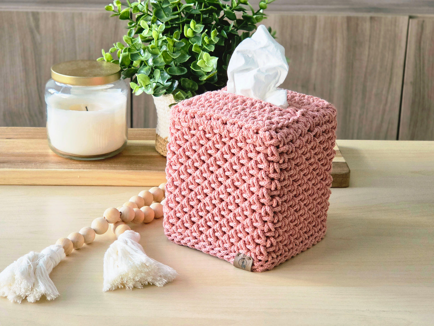 Crocheted Square Tissue Box Cover - Modern Cotton Boutique Box Sleeve