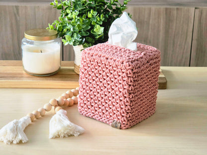 Crocheted Square Tissue Box Cover - Modern Cotton Boutique Box Sleeve