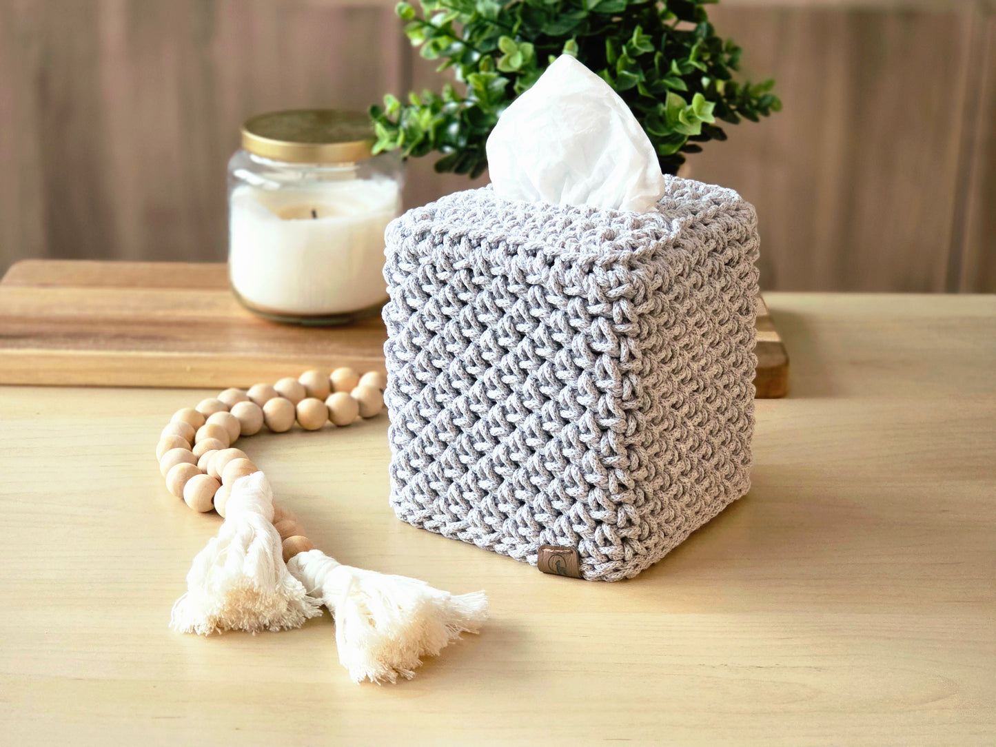 Crocheted Square Tissue Box Cover - Modern Cotton Boutique Box Sleeve