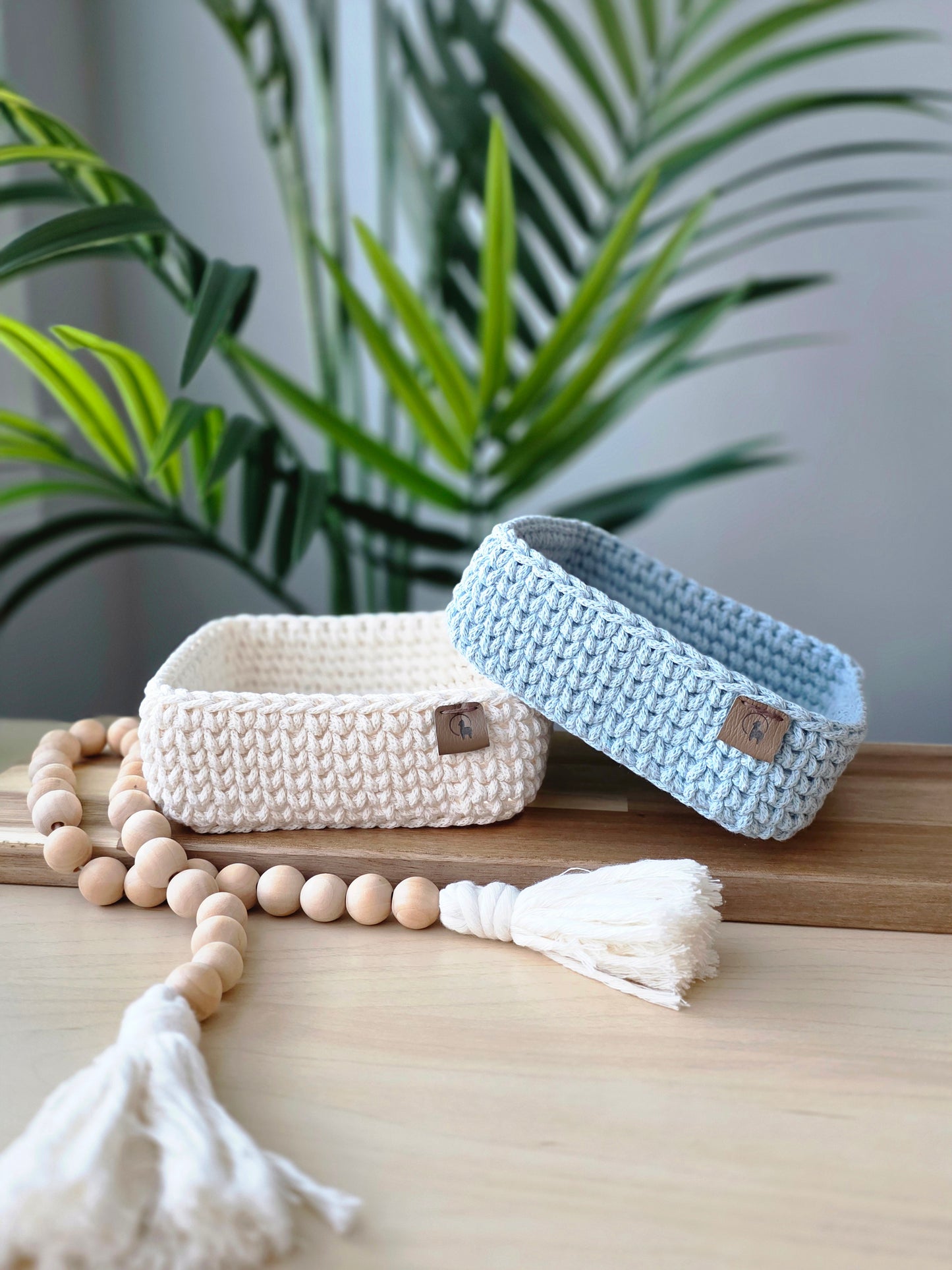6" Square Crochet Basket - Cotton Napkin Holder & Catch-all Tray