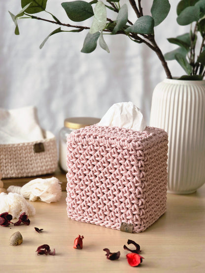 Crocheted Square Tissue Box Cover - Modern Cotton Boutique Box Sleeve