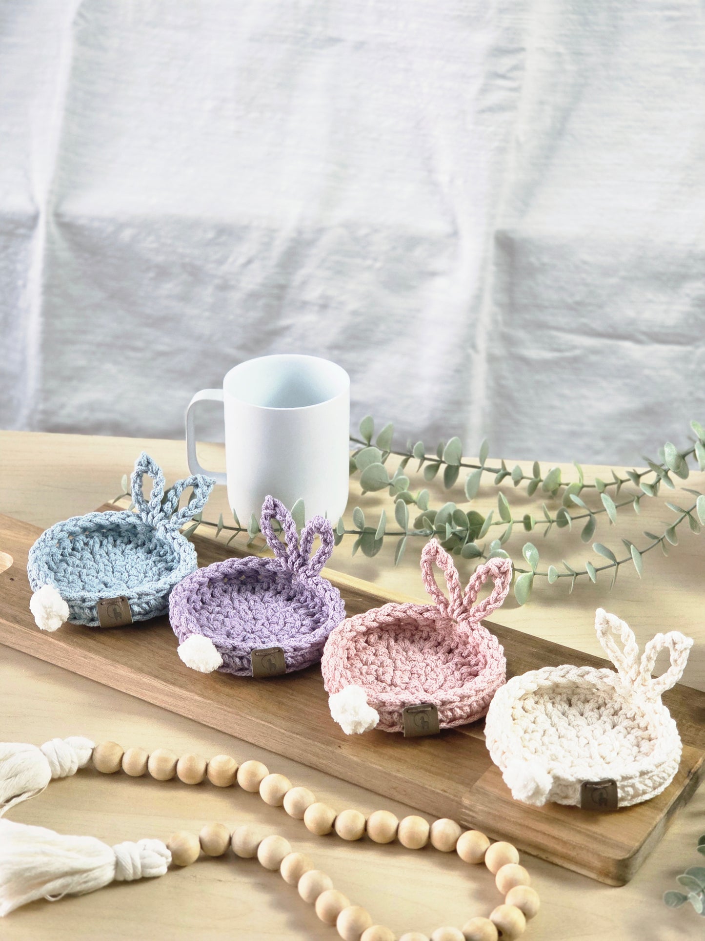 Bunny Coaster in 2 sizes Crochet Pattern PDF + Video Tutorial