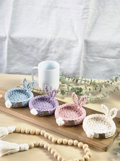 Bunny Coaster in 2 sizes Crochet Pattern PDF + Video Tutorial