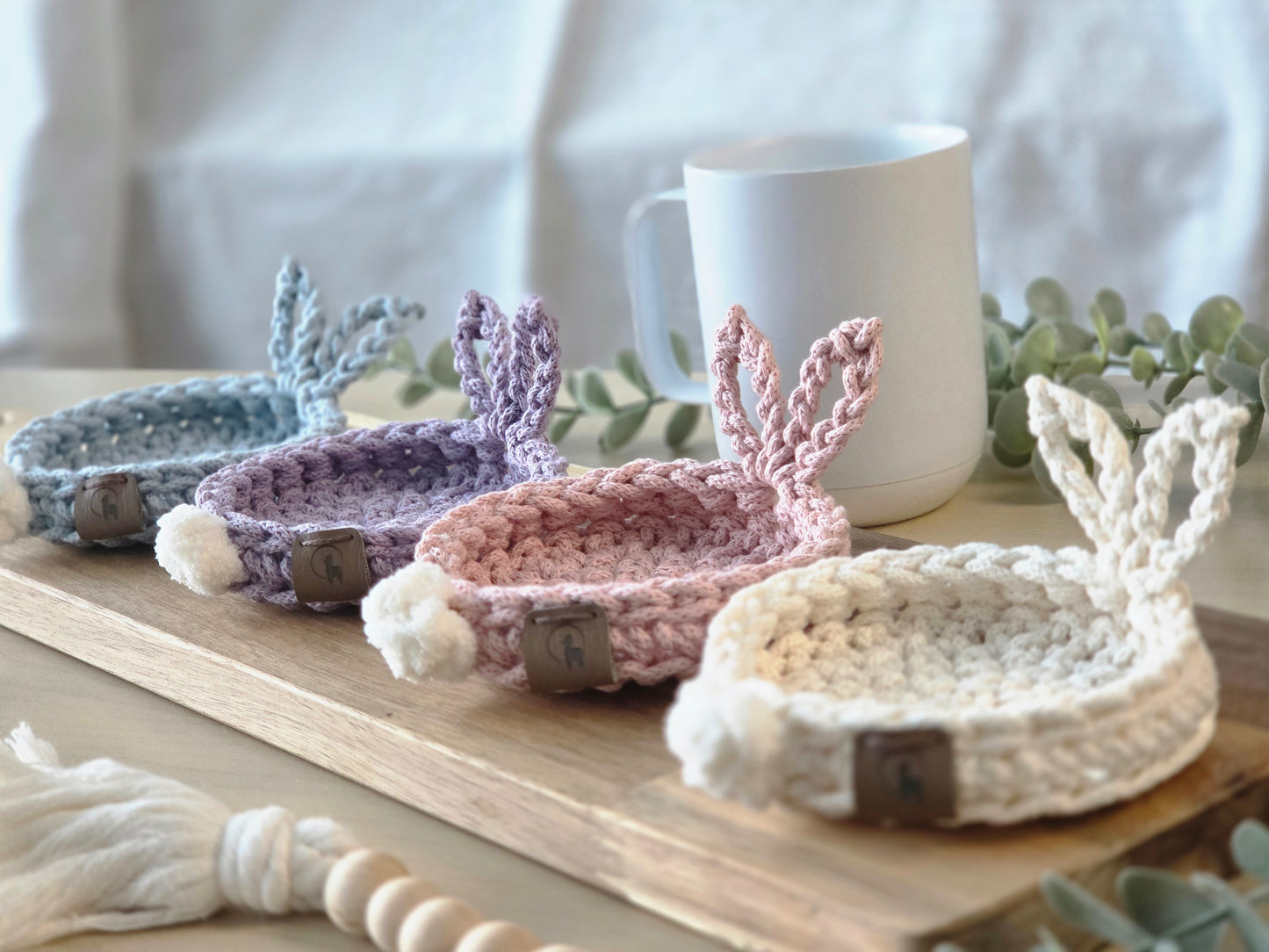 Hand-crocheted Bunny Coasters- Set of 4, 6 or 8
