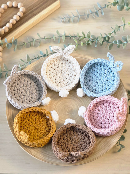 Hand-crocheted Bunny Coasters- Set of 4, 6 or 8