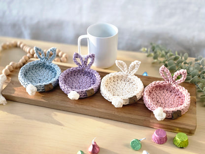 Hand-crocheted Bunny Coasters- Set of 4, 6 or 8