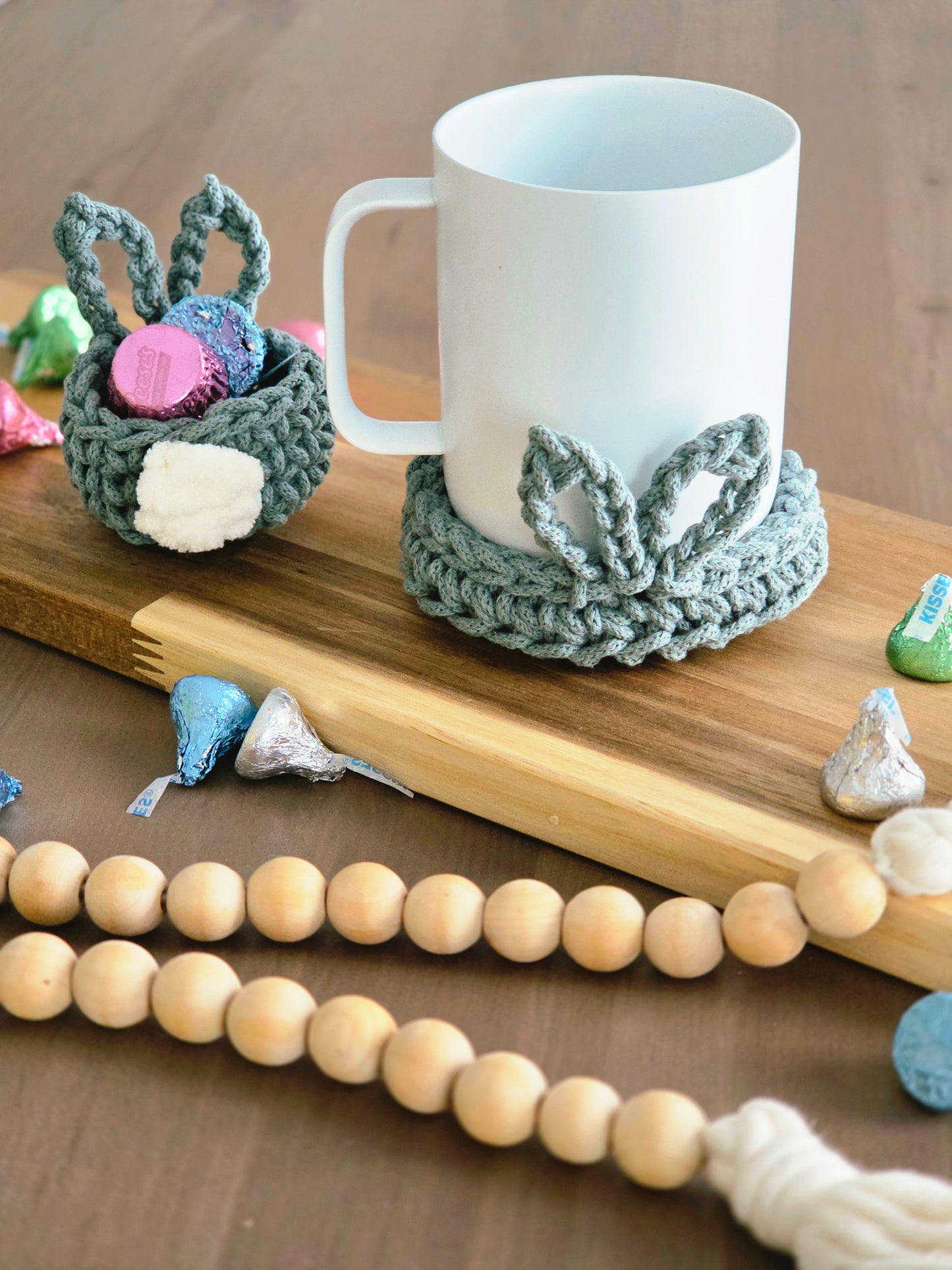 Hand-crocheted Bunny Coasters- Set of 4, 6 or 8