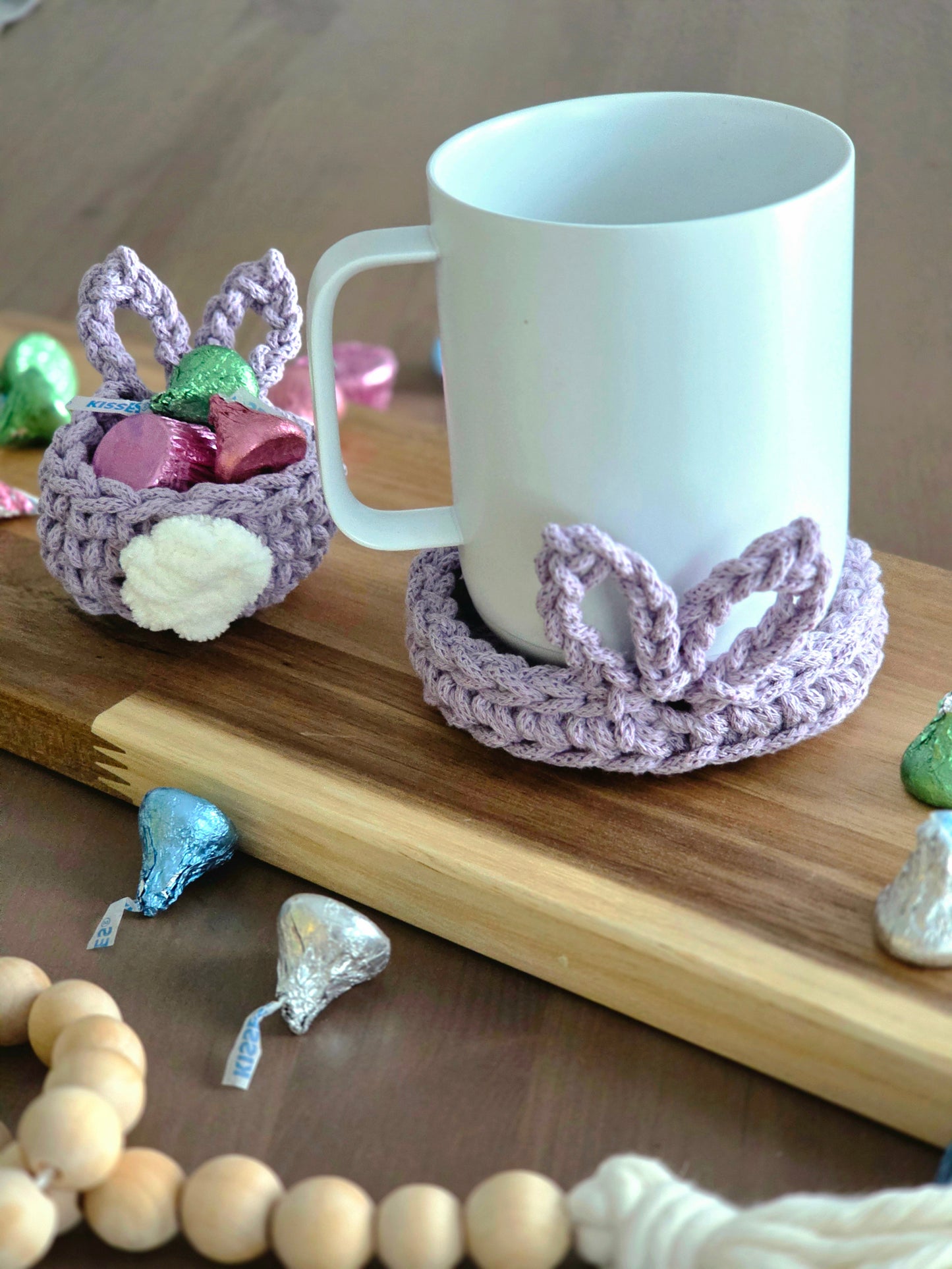 Hand-crocheted Bunny Coasters- Set of 4, 6 or 8