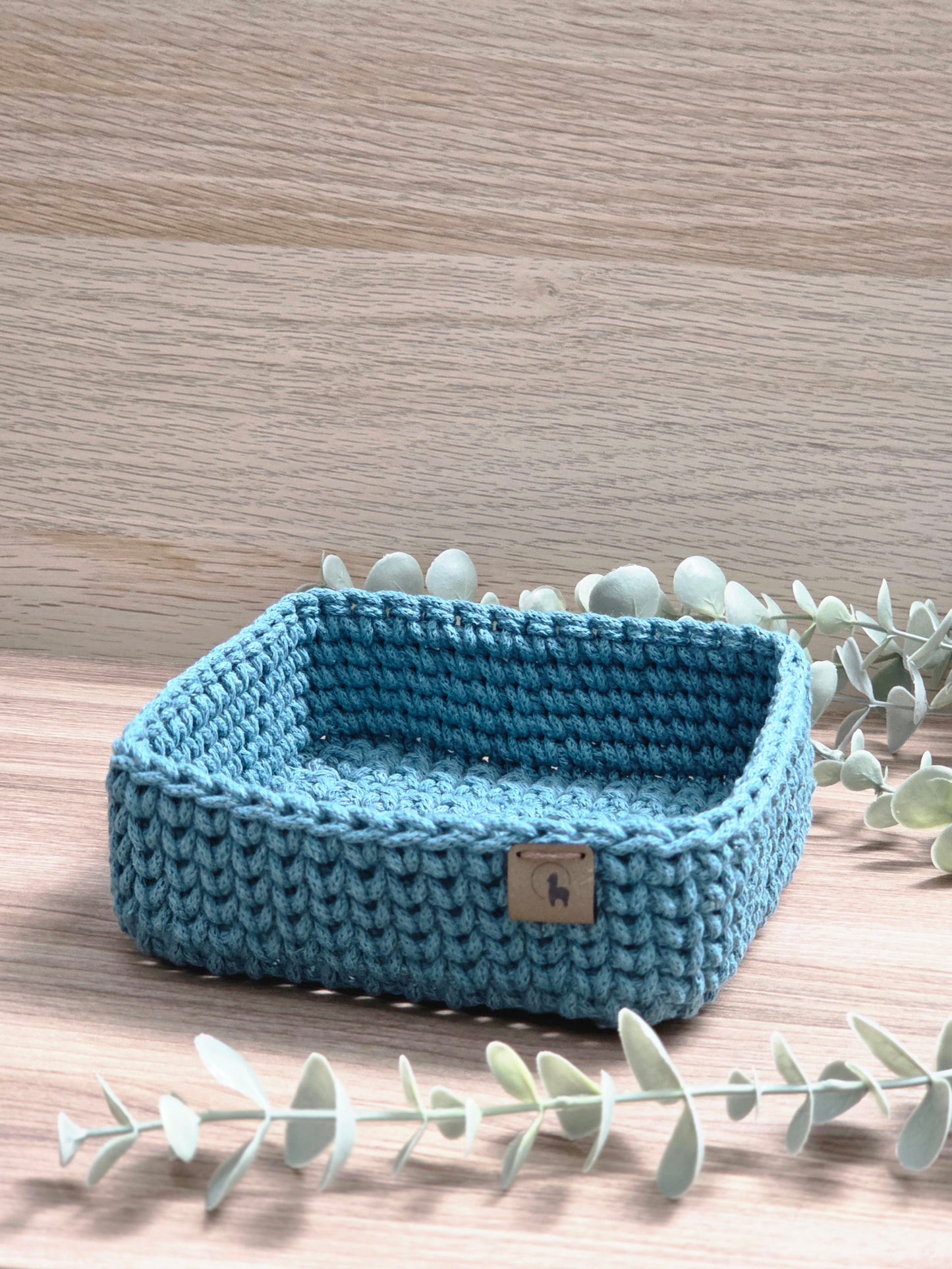 6" Square Crochet Basket - Cotton Napkin Holder & Catch-all Tray