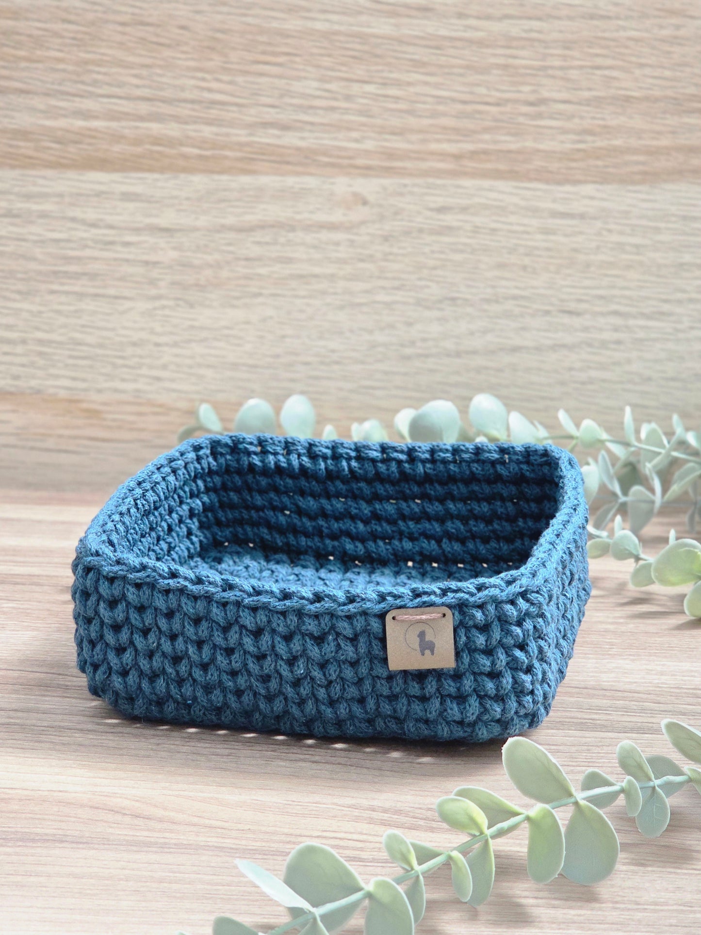 6" Square Crochet Basket - Cotton Napkin Holder & Catch-all Tray