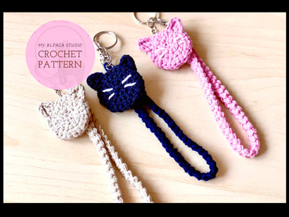Cat Keychain Wristlet Crochet Pattern - Instant Download PDF
