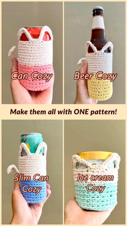 Minimalist Cat Summer Cozies Crochet Pattern - Instant Download PDF