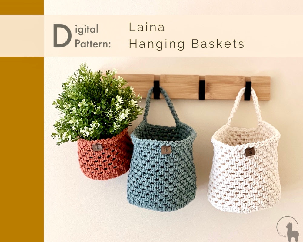 Laina Hanging Basket in 2 sizes Crochet Pattern - Instant Download PDF
