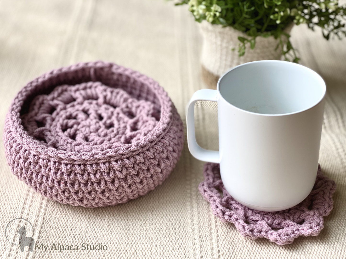 Hana Coaster and Holder Crochet Pattern - Instant Download PDF