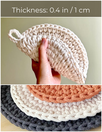 Chunky Round Hot Pad- 3 sizes Option, with or without hanging loop
