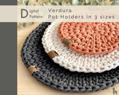 Verdura Hot Pad in 3 sizes Crochet Pattern - Instant Download PDF