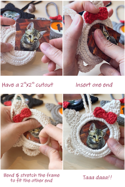 Cat Photo Frame Ornament Crochet Pattern - Instant Download PDF