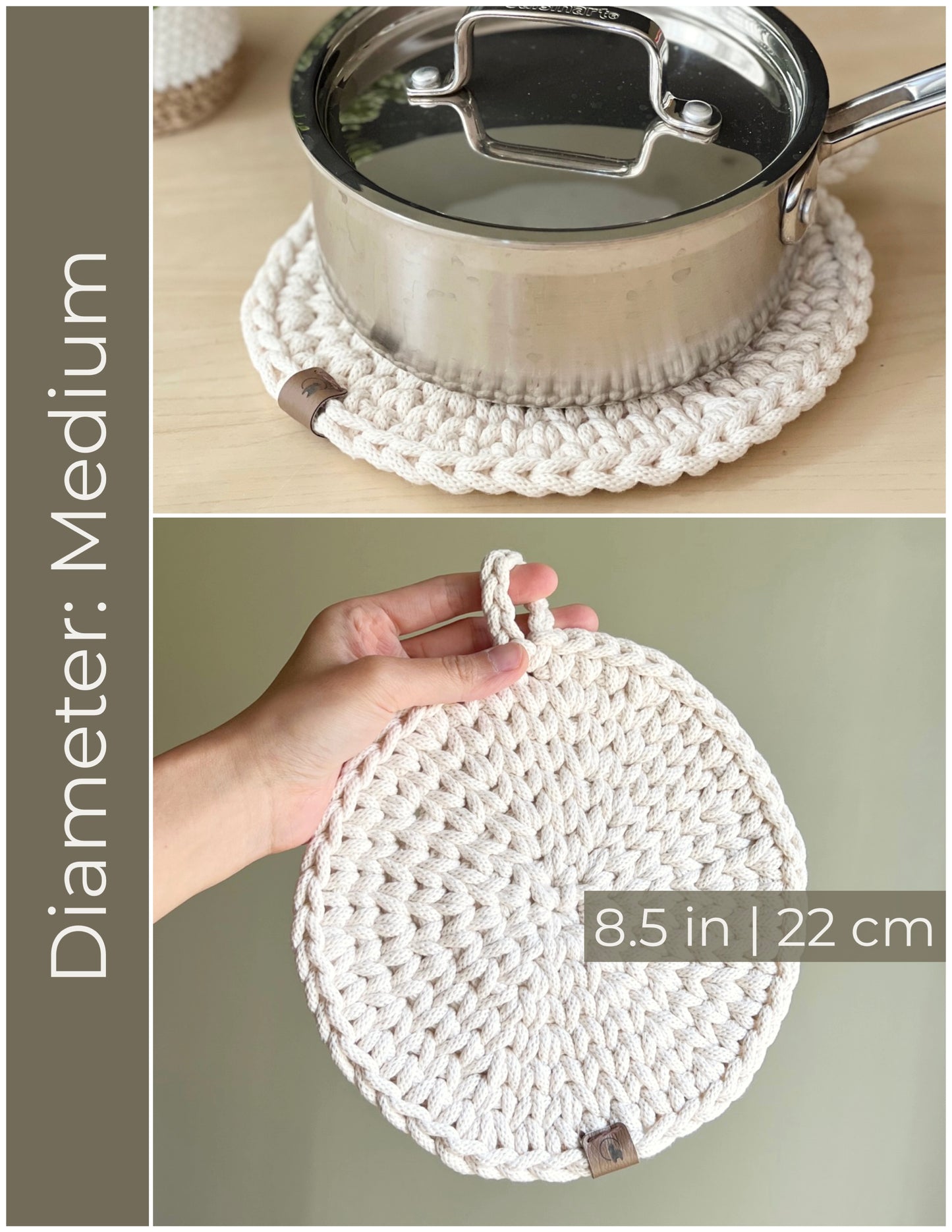 Chunky Round Hot Pad- 3 sizes Option, with or without hanging loop
