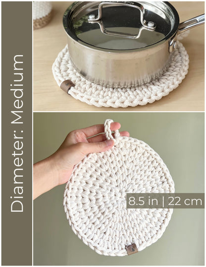 Chunky Round Hot Pad- 3 sizes Option, with or without hanging loop