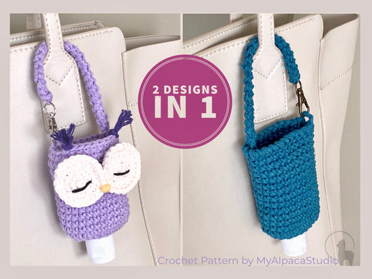 Sanitizer Cozy in 2 designs Crochet Pattern - Instant Download PDF