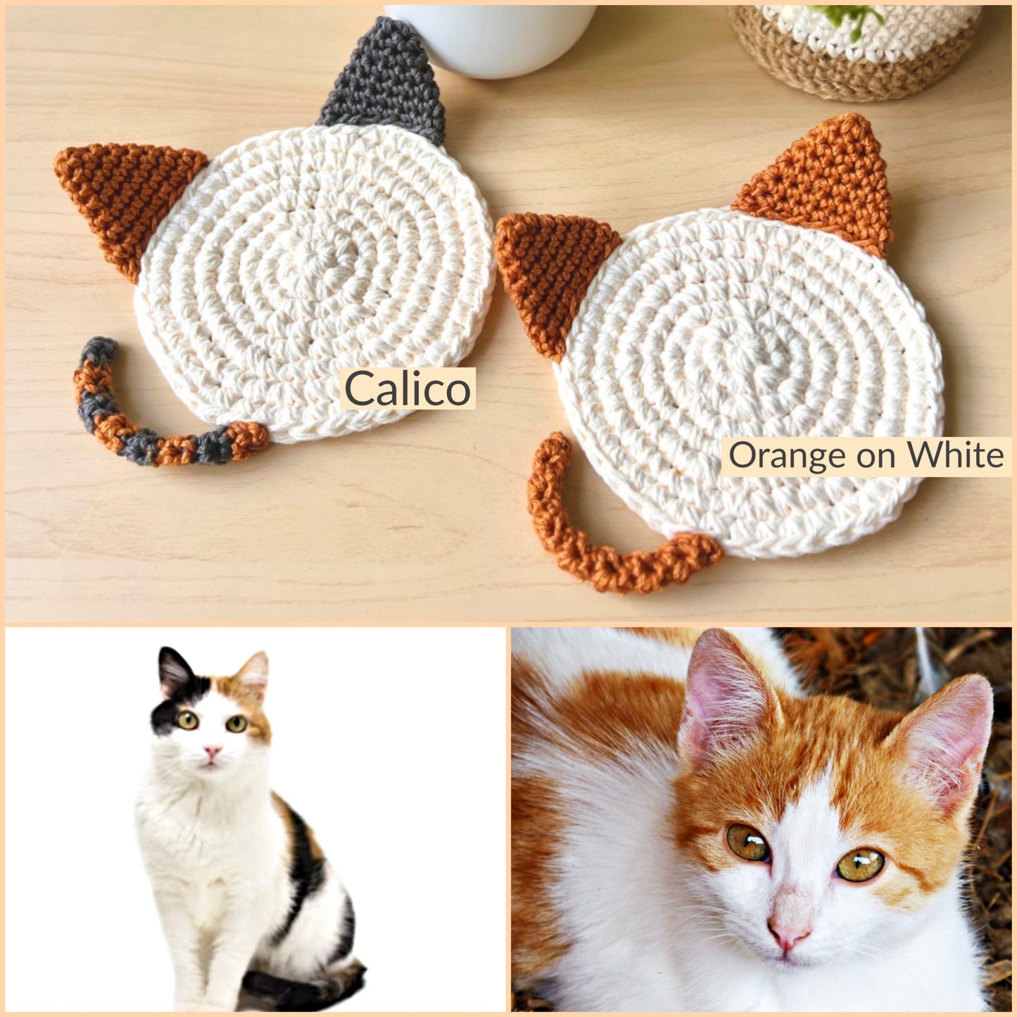 Minimalist Two-Tone Cat Coasters - Set of 2