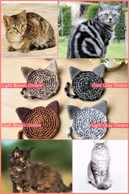 Hand-crocheted Ombre Cat Coasters - Set of 2