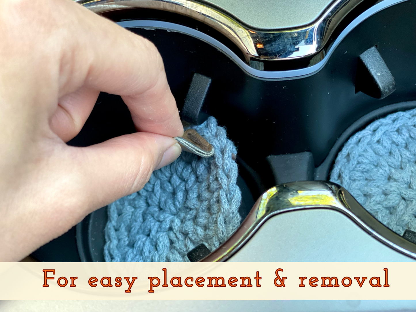 Crocheted Car Coasters with Removal Tab (Set of 2)