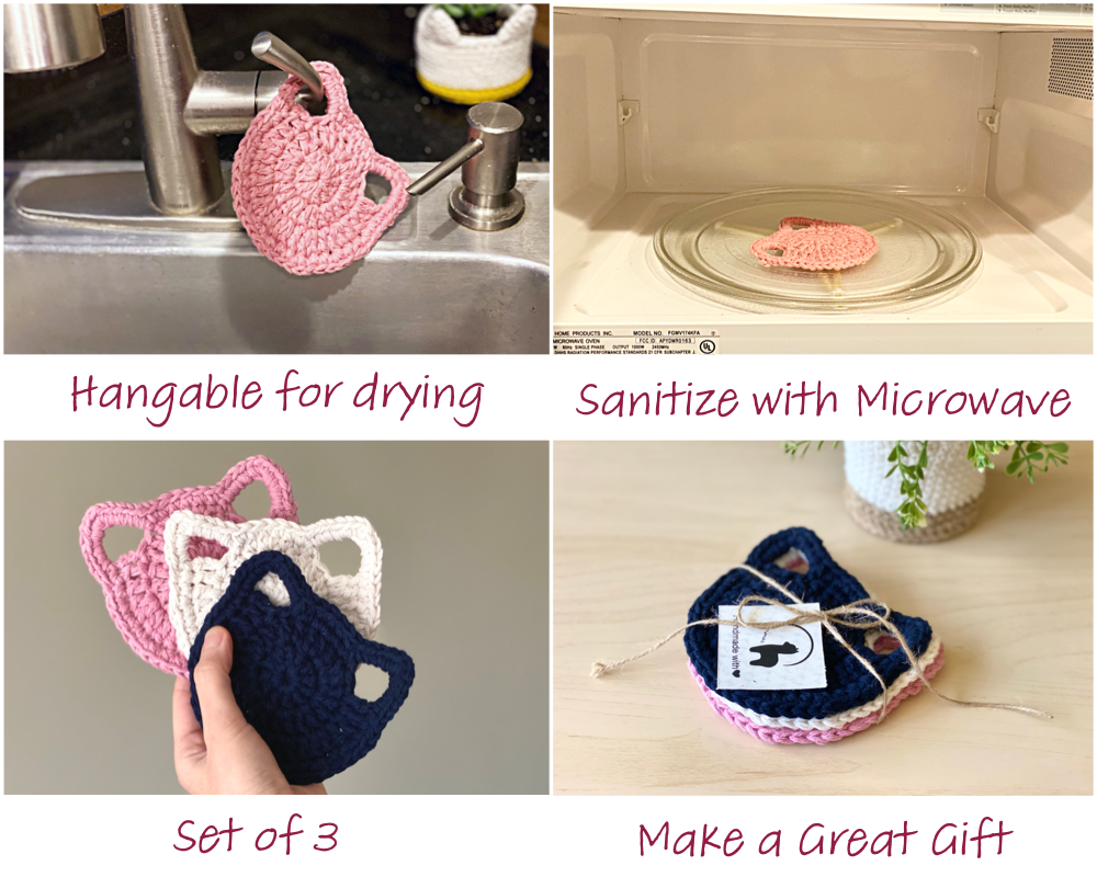 Cat Potholder & Dish Scrubby Crochet Pattern - Instant Download PDF