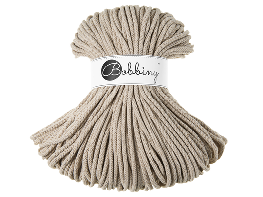 Bobbiny 5mm Braided Cotton Cord (100m/ 108yds) -- BEIGE -- Macrame & Crochet