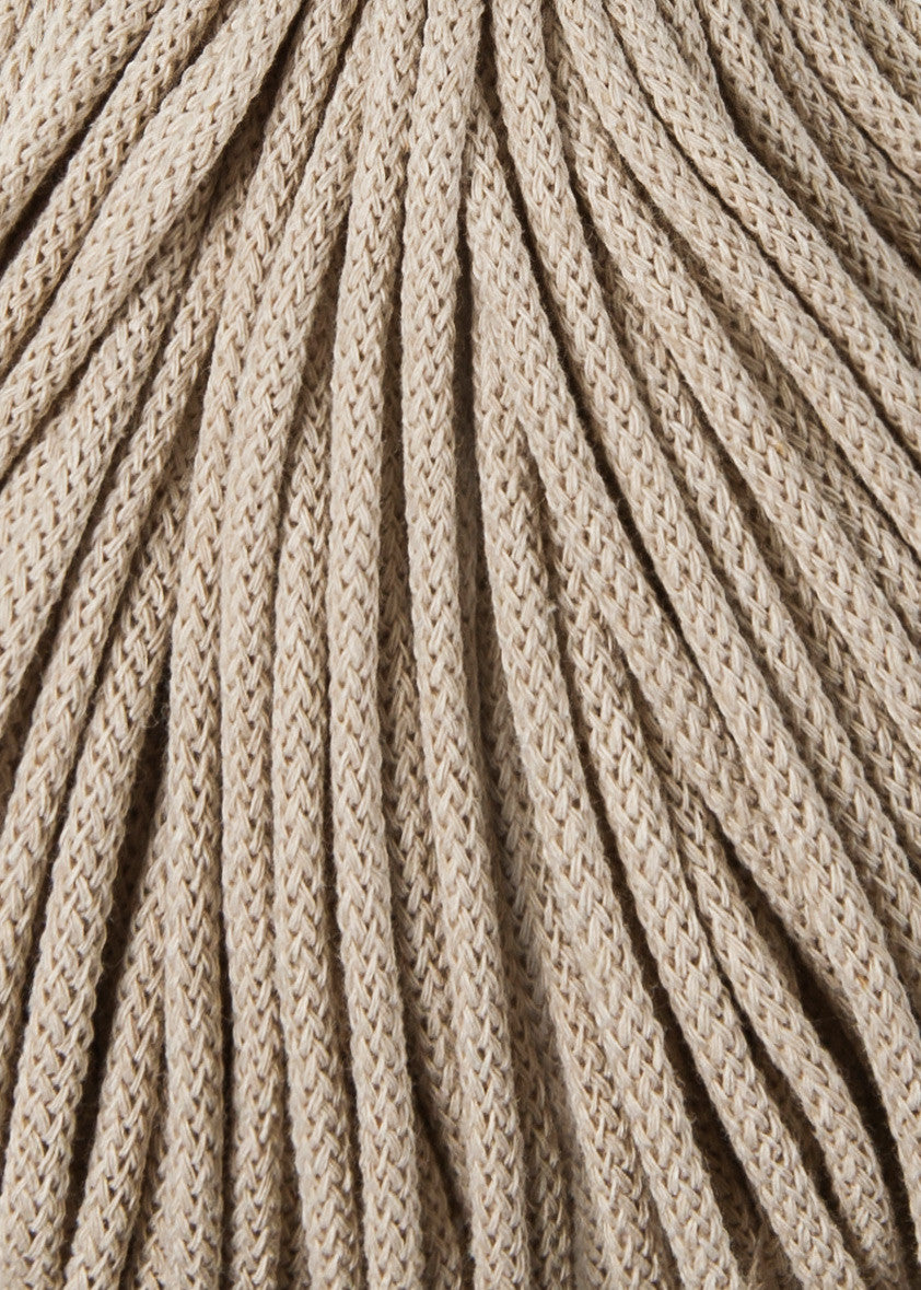 Bobbiny 5mm Braided Cotton Cord (100m/ 108yds) -- BEIGE -- Macrame & Crochet