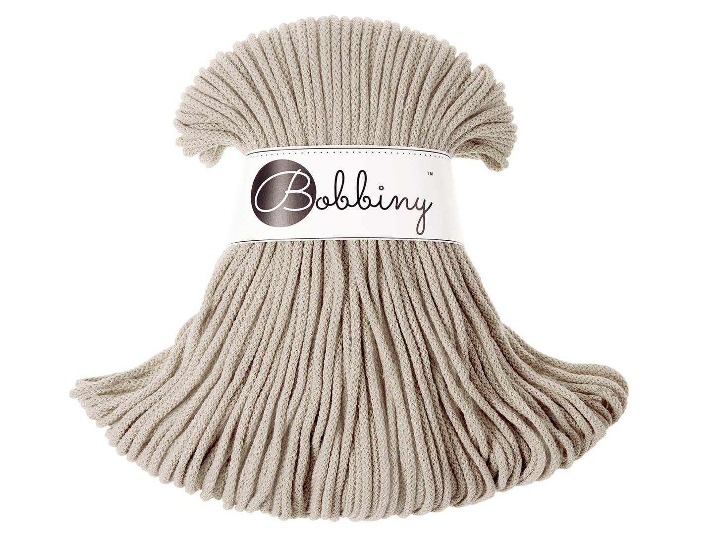 Bobbiny 3mm Braided Cotton Cord (100m/ 108yds) -- BEIGE -- Macrame & Crochet