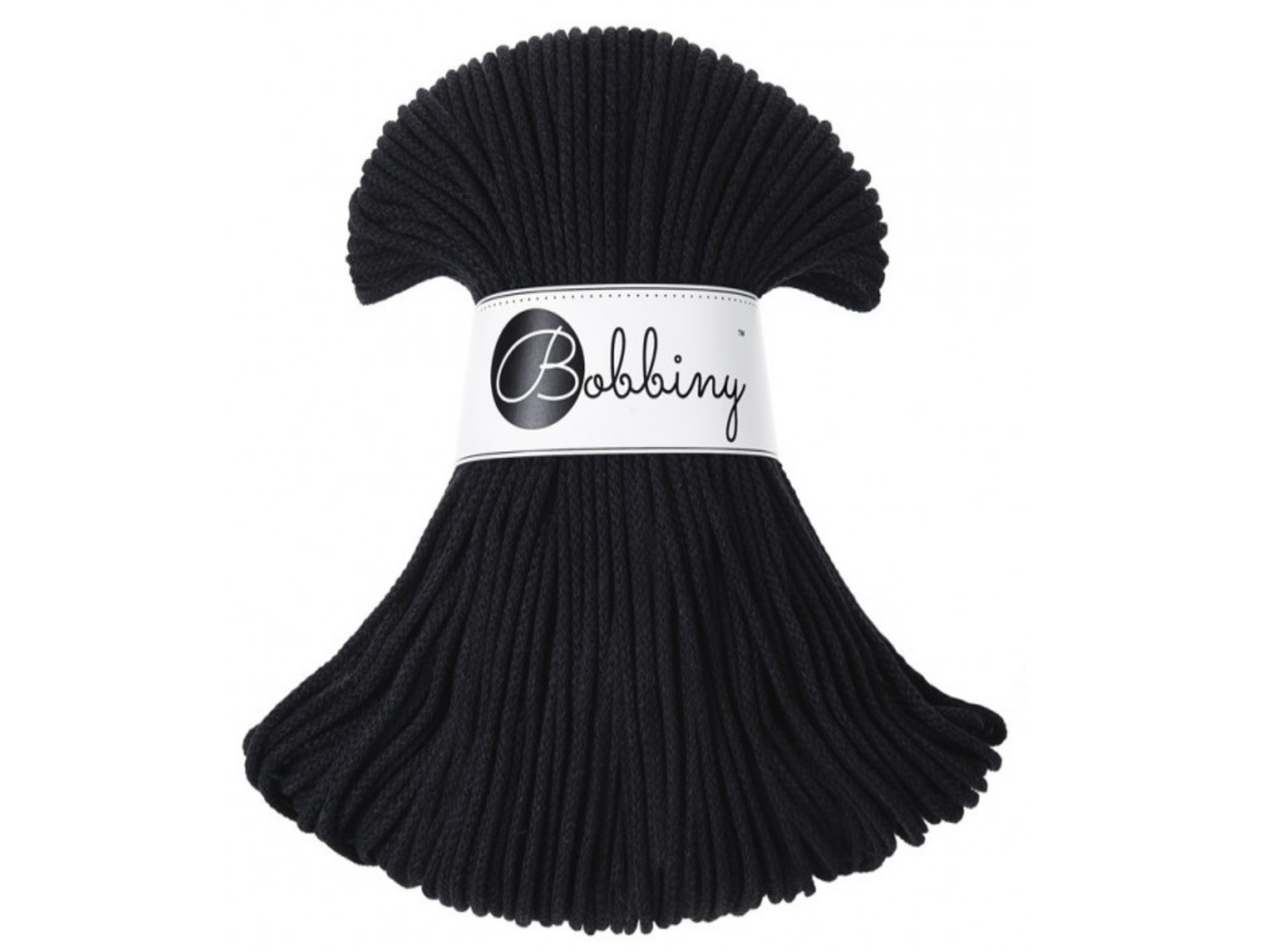Bobbiny 3mm Braided Cotton Cord (100m/ 108yds) -- BLACK -- Macrame & Crochet